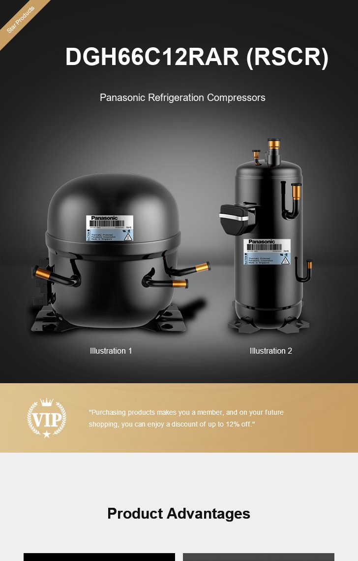 Panasonic Compressor DGH66C12RAR (RSCR), technical parameters pdf, structure diagram